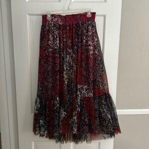 Anthropologie layered floral skirt